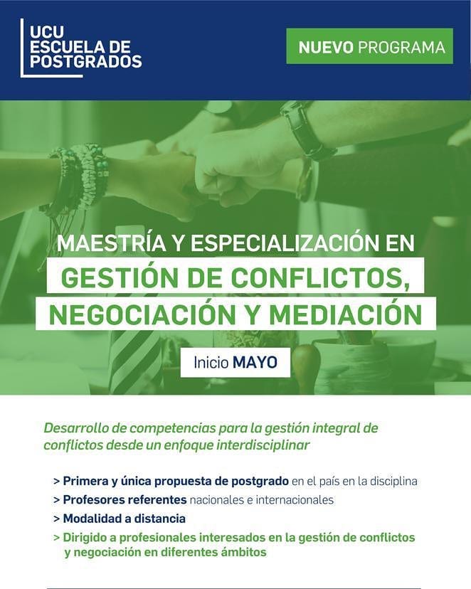 Maestría y Especialización en Gestión de Conflictos, Negociación y Mediación – ON LINE