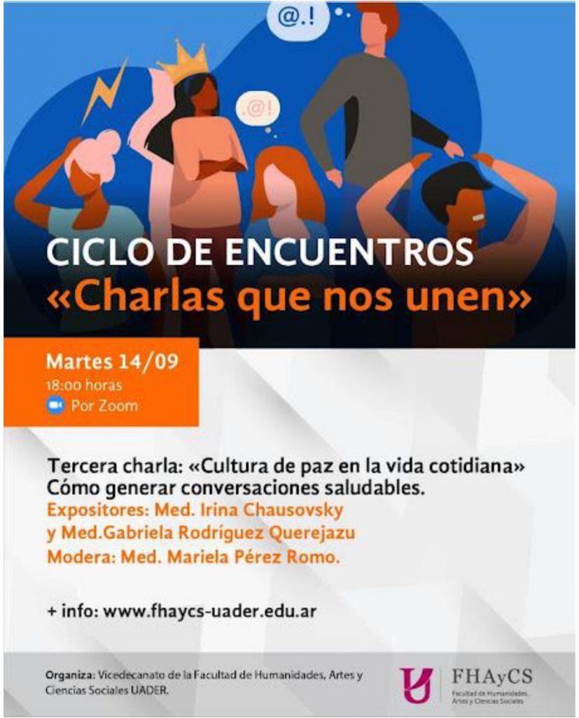 Cultura de paz en la vida cotidiana. Cómo generar conversaciones saludables – ON LINE