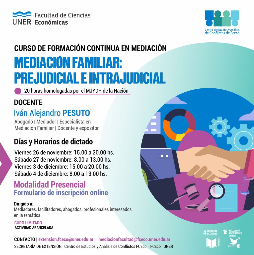 Mediación familiar: prejudicial e intrajudicial – Paraná, Entre Ríos