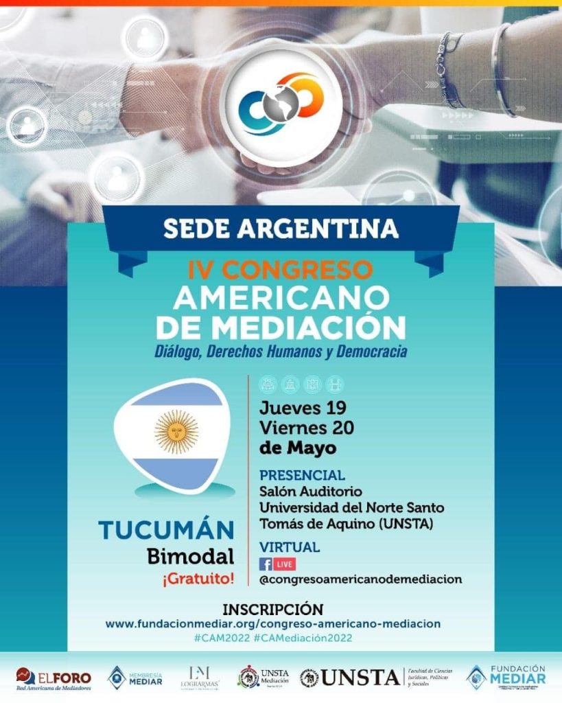 Sede Argentina del IV Congreso Americano de Mediación »Diálogo, Derechos Humanos y Democracia» – Tucumán – BIMODAL