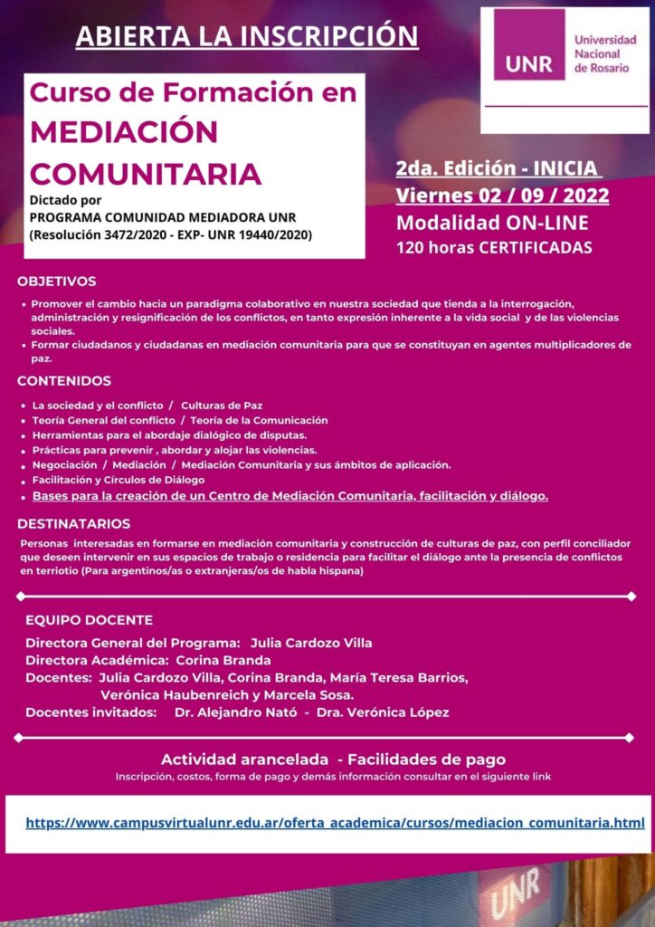 Curso de Formación en Mediación Comunitaria – ON LINE